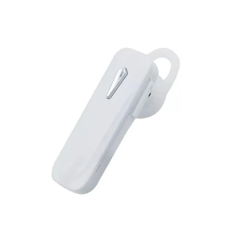 M163 car Bluetooth headset in black and white colour options showing call and music control buttons.