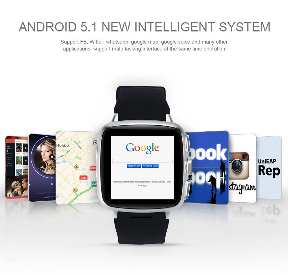 Z01 smart watch with 1.54 inch screen in black or white, showing HD touchscreen and wrist strap.