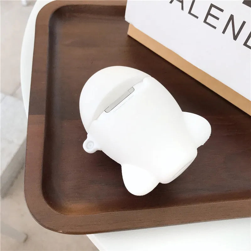Cartoon aeroplane design flip-open silicone case for Apple AirPods with attachment hook