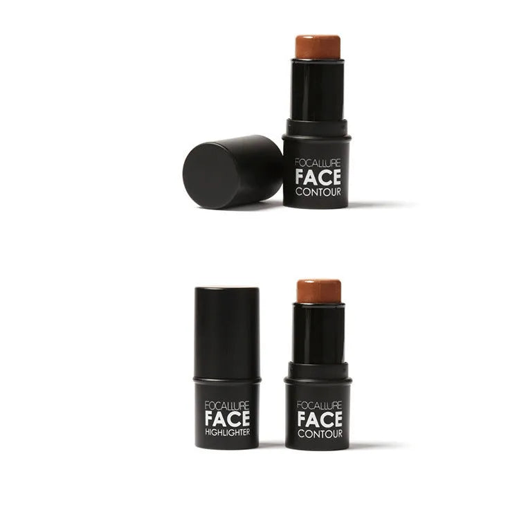 Pressed powder face contour highlighter compact showing four shade options labelled A, B, C, D