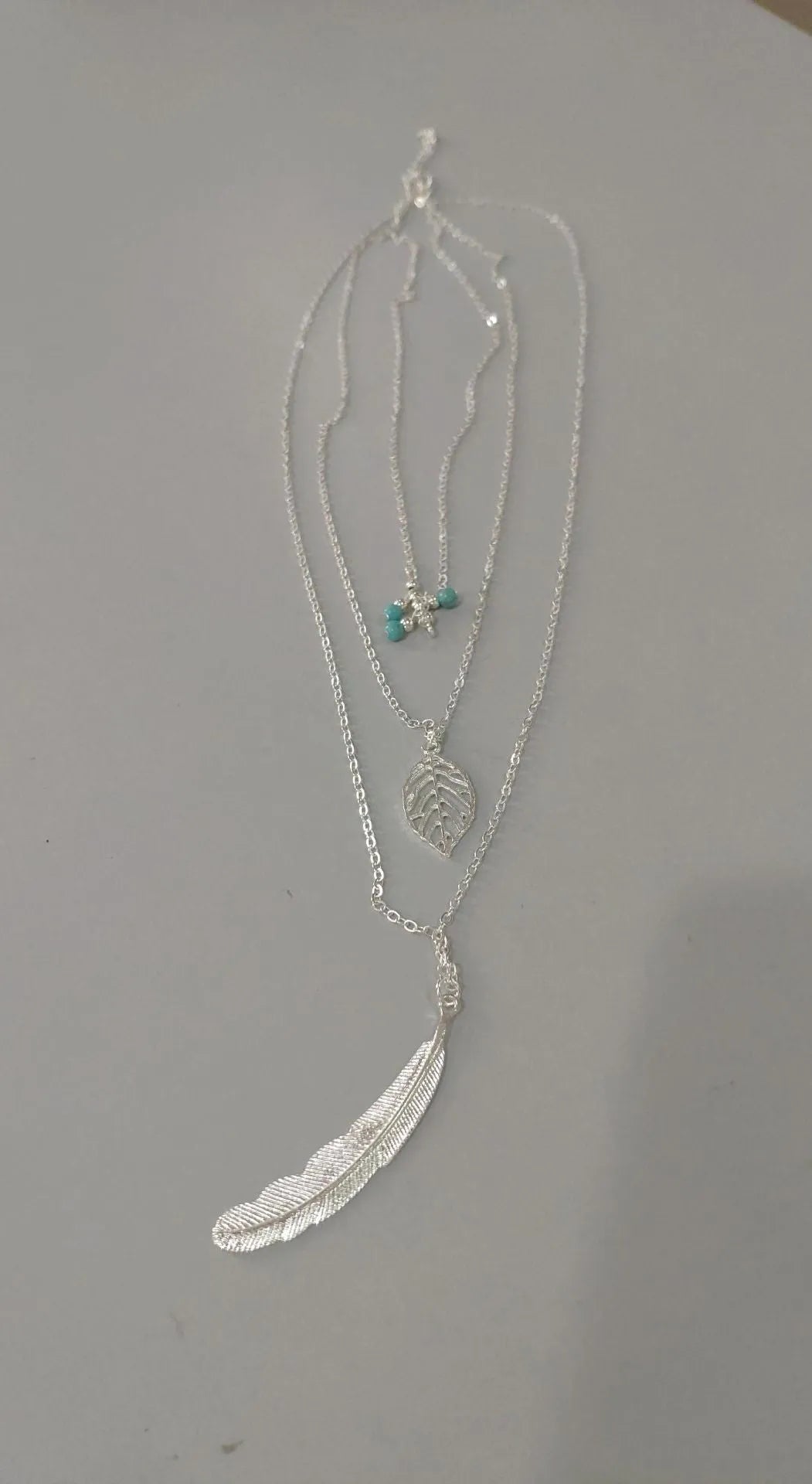 Double-layer triangle necklace with snake bone chain, alloy plated multi-layer clavicle chain and pendant