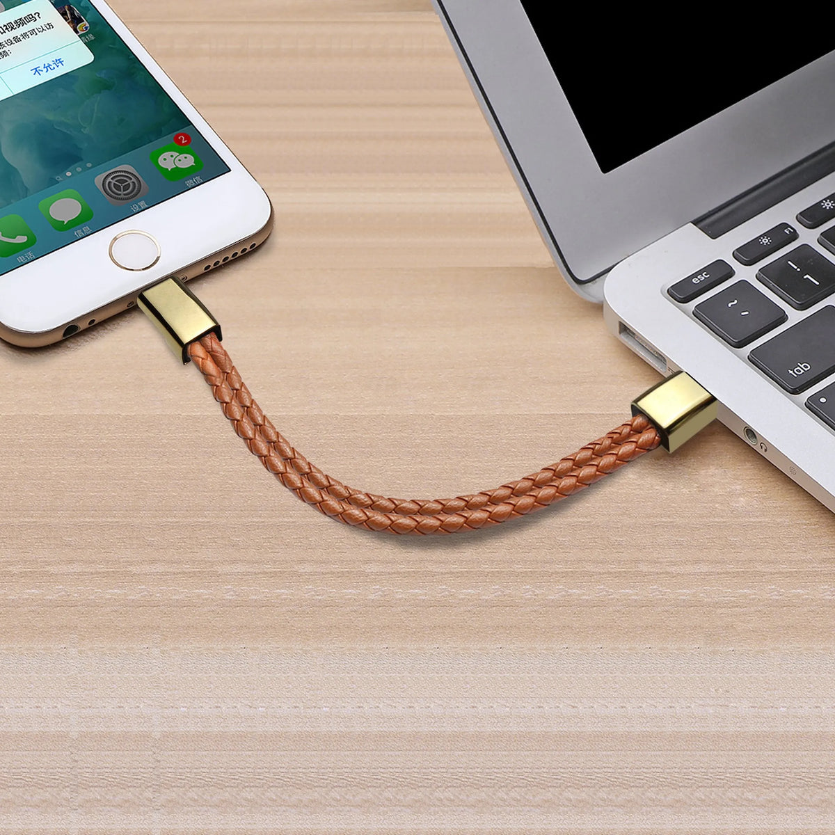 Bracelet cable single head Mini USB Micro USB in black or brown, 20cm or 23cm, with gift box option