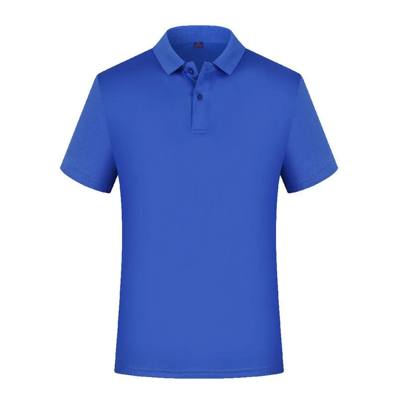 Summer lapel T-shirt, short sleeve polyester blend casual top with slit, multiple colours, S to 4XL