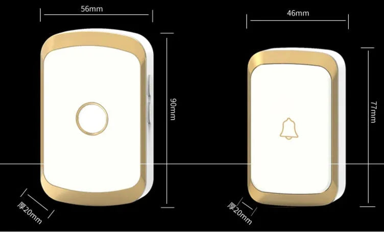 Wireless doorbell transmitter and plug-in receiver unit on a white background.