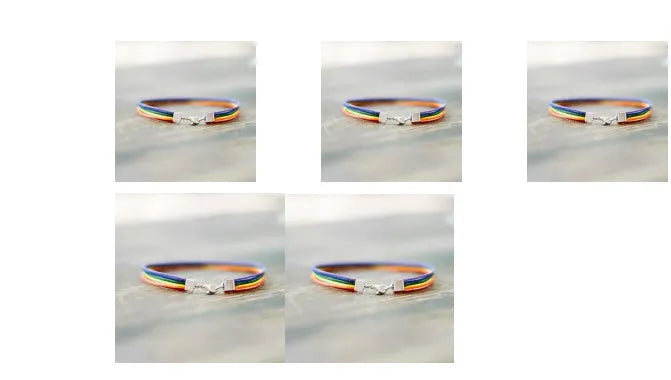 Rainbow pride bracelet with six braided wax cotton cords and silver-toned lobster claw clasp, unisex one size