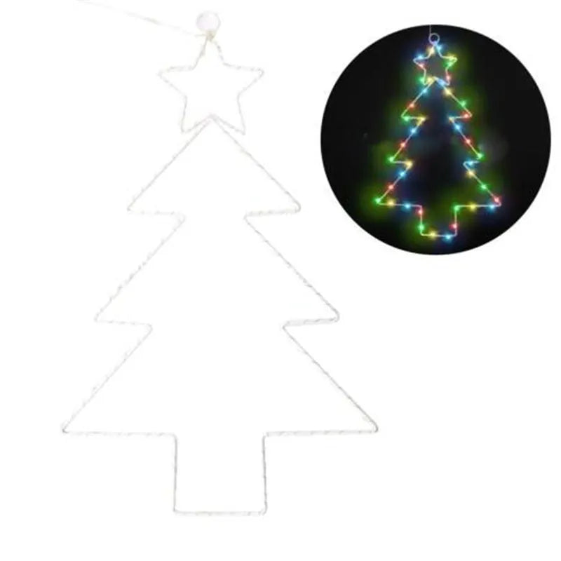 Christmas tree shaped LED string lights with iron frame, 40 lamp beads, white birch colour, 40x25cm, battery operated.
