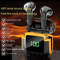 Pro90 Black wireless binaural Bluetooth headset with smart digital display, noise reduction and plastic earplug body