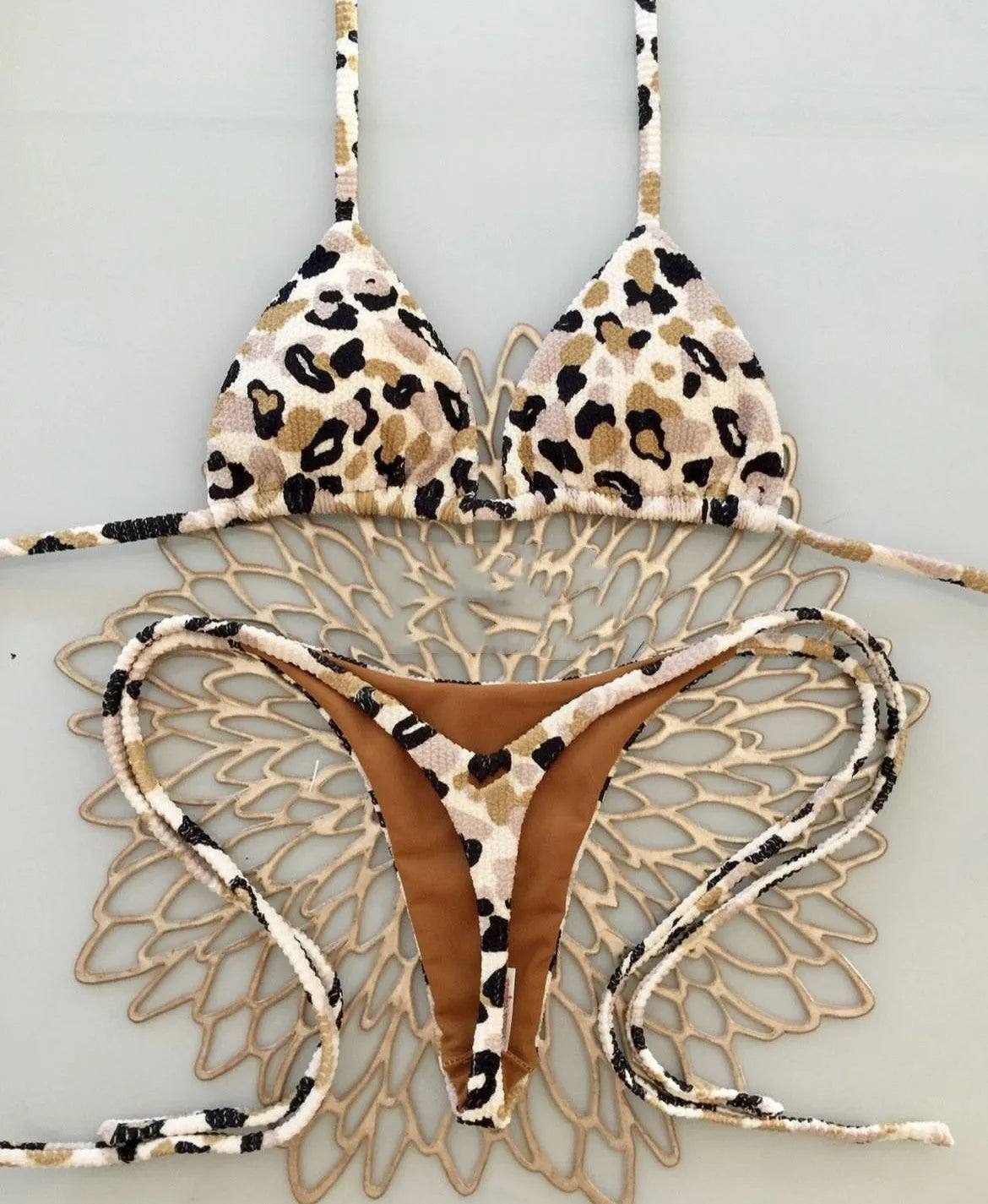 Women's printed quick-dry bikini set with high elasticity nylon fabric and cotton lining for swimming