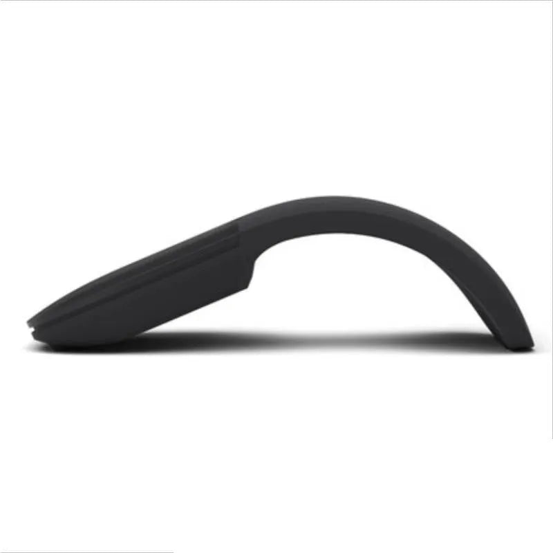 Black folding Bluetooth wireless mouse showing compact 131.2mm design with touch surface