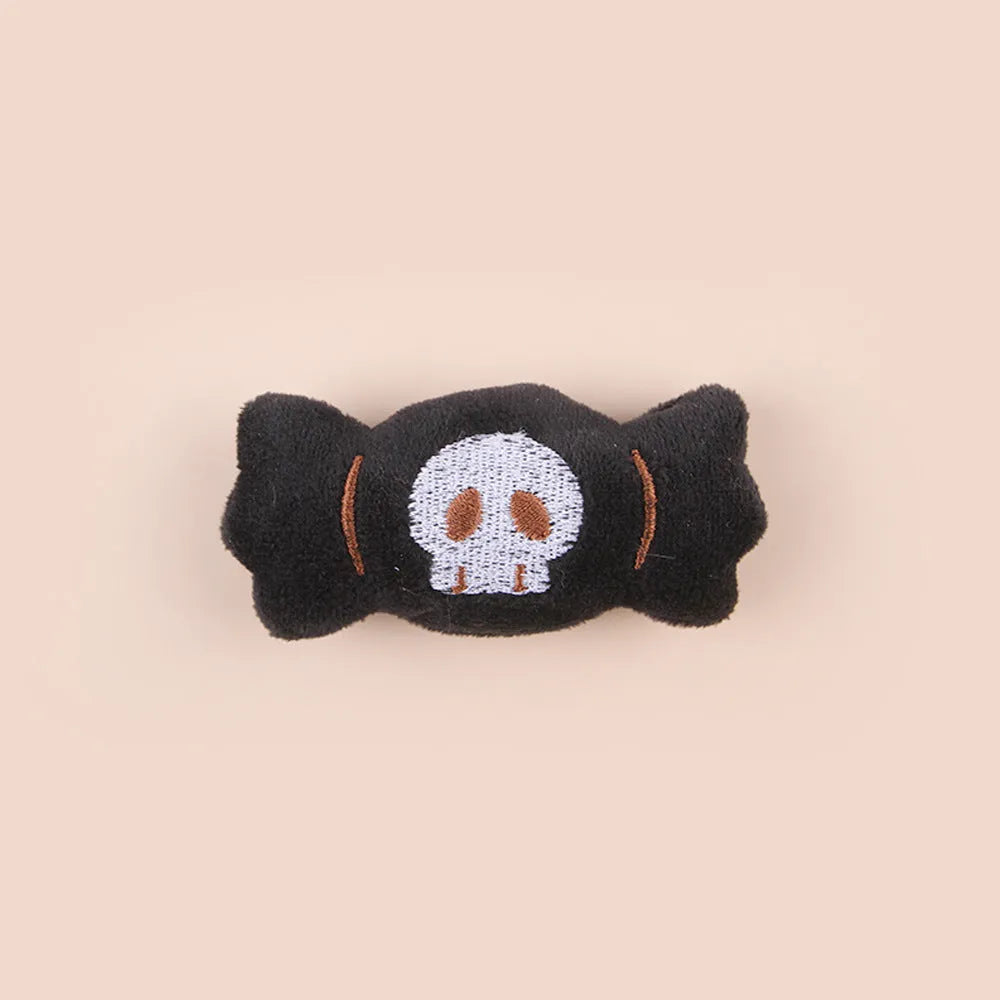 Small handheld cat teaser wand with plush candy design toy head for interactive play