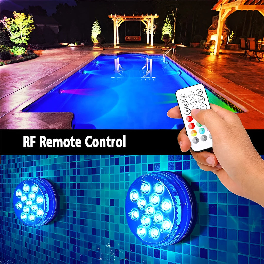 Colour changing remote control diving light with IP68 waterproof rating and ABS case for garden and underwater decoration