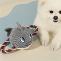 Turtle-shaped dog chewing toy with knotted fabric texture in orange colour