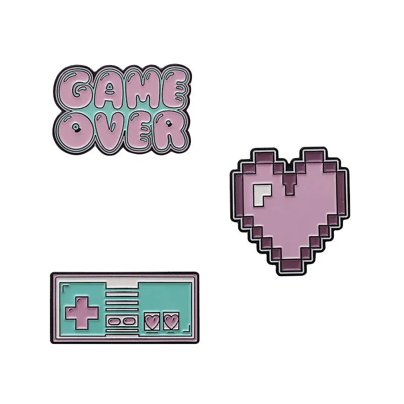 Stereo game console badge made from alloy metal in one of three colour options