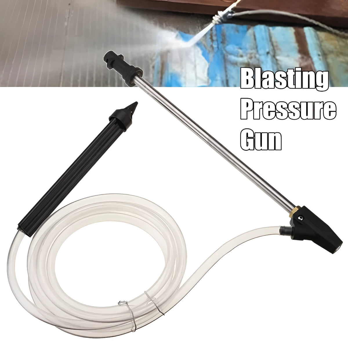 Karcher pressure washer ceramic sand blasting nozzle with stainless steel handle for rust removal.