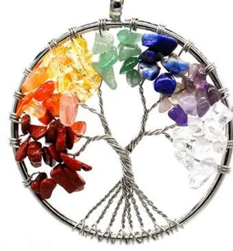Tree of Life necklace with agate pendant and snake bone chain in a women's leaf design.
