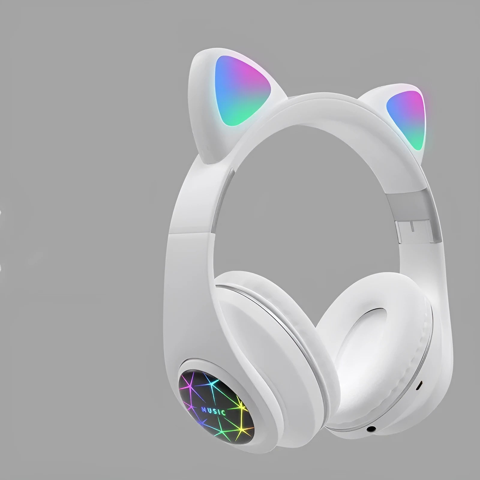 Wireless cat ear Bluetooth headset in multiple colours, showing head-mounted design for sports and music.