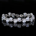 Copper gold-plated zircon bracelet, 18.4cm geometric simple style with real white gold colour finish.