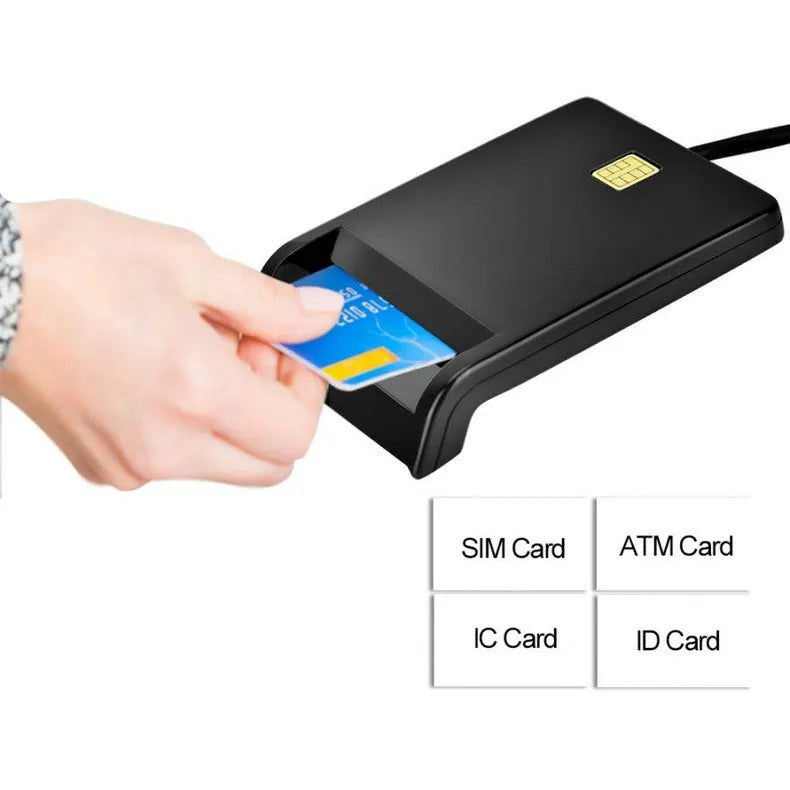 DM-HC65 USB Smart Card Reader in black ABS housing with USB 2.0 interface for secure card reading