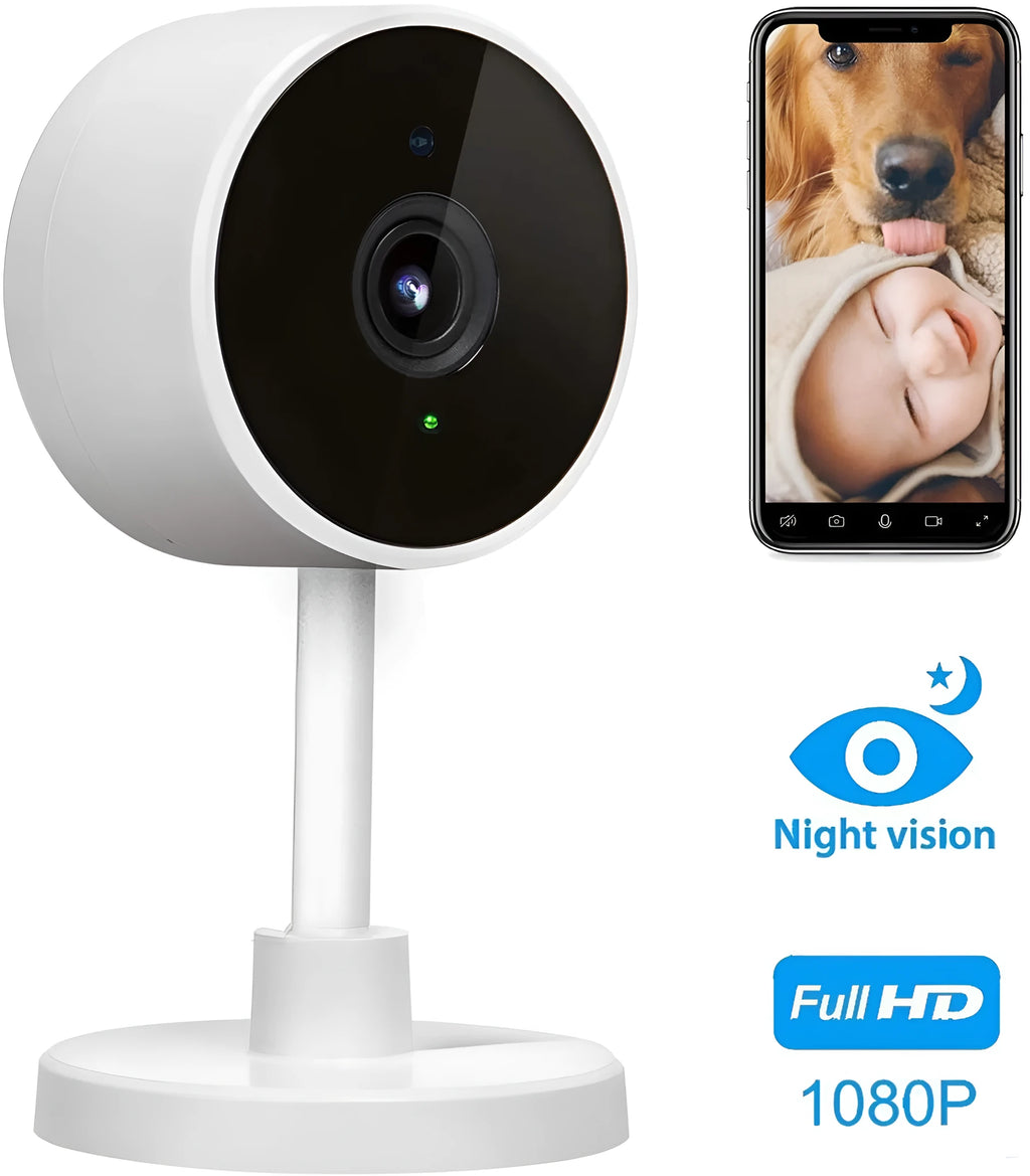 White intelligent network alarm anti-theft WiFi home monitor gun camera with 1080p resolution