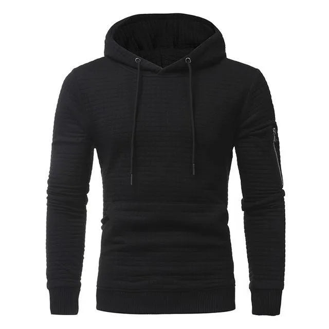 Men's hooded sweatshirt with arm zippers, O-neck, long sleeve, solid colour, sizes S to 4XL