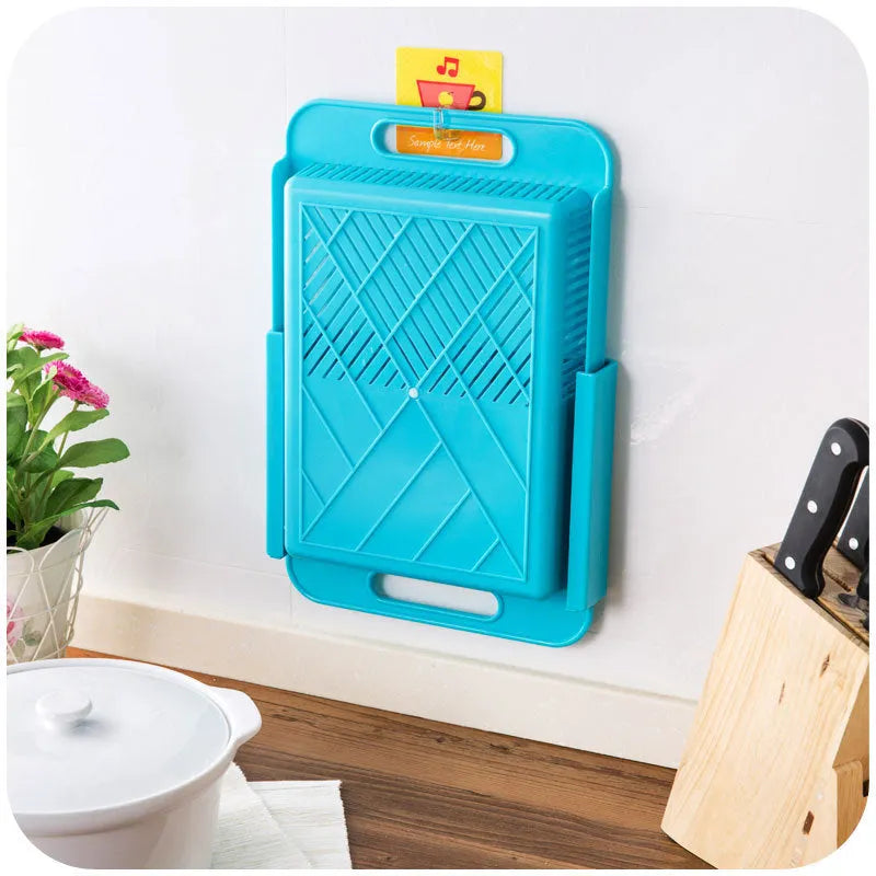 Multifunction kitchen chopping block with sink drain basket in blue, measuring 36x23x4cm, with PP surface and TPE handle