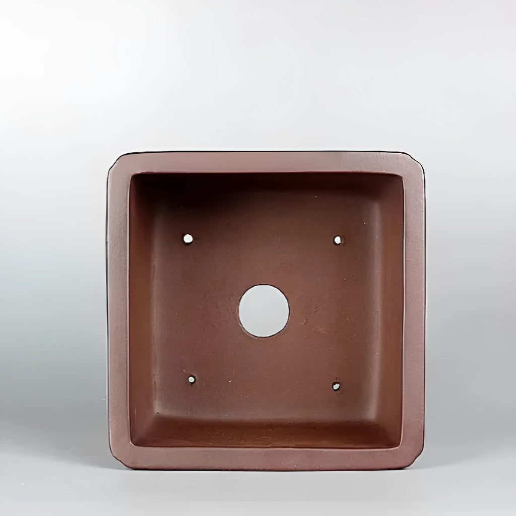 Brown handmade purple clay flower pot with antique style measuring 19cm diameter