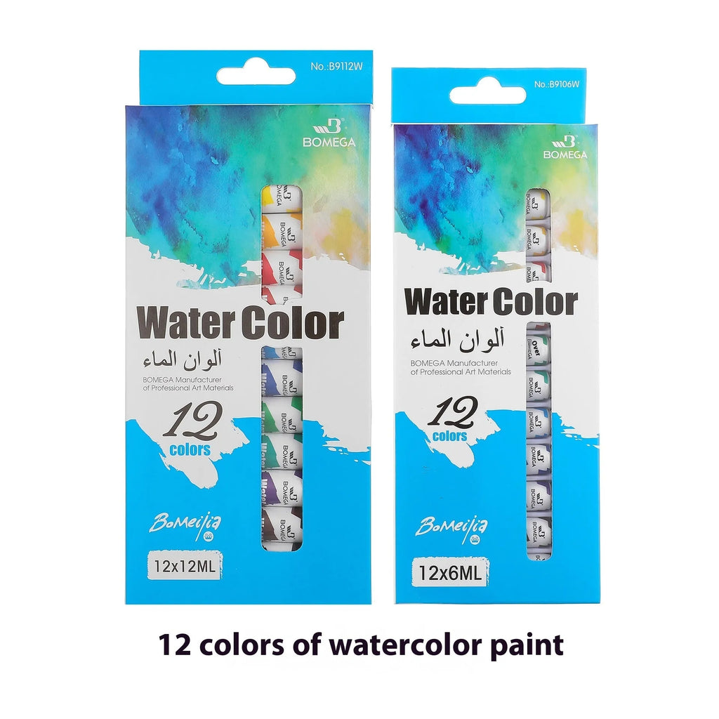 Multi-medium artist pigment paint set with tubes for six painting techniques including acrylic, gouache and watercolour