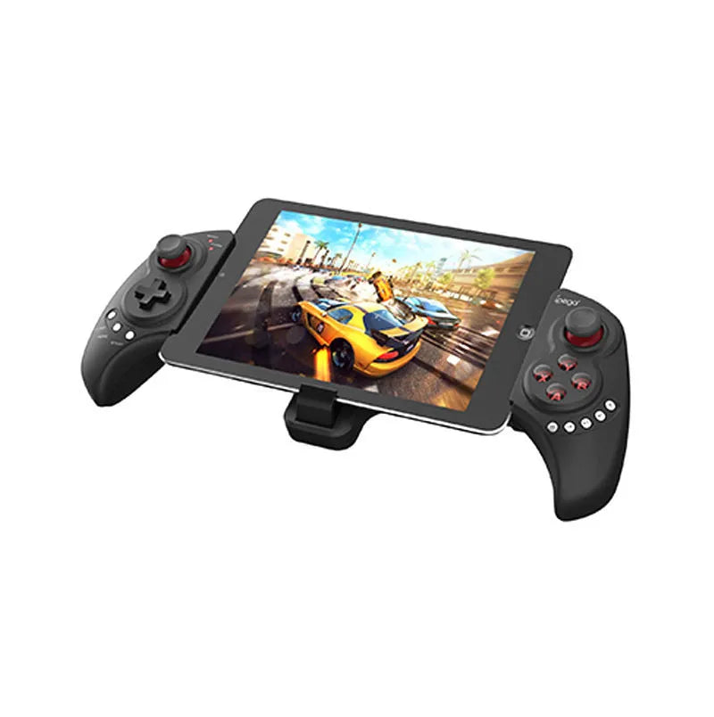 PG-9023 wireless telescopic game controller extended to hold a mobile phone.