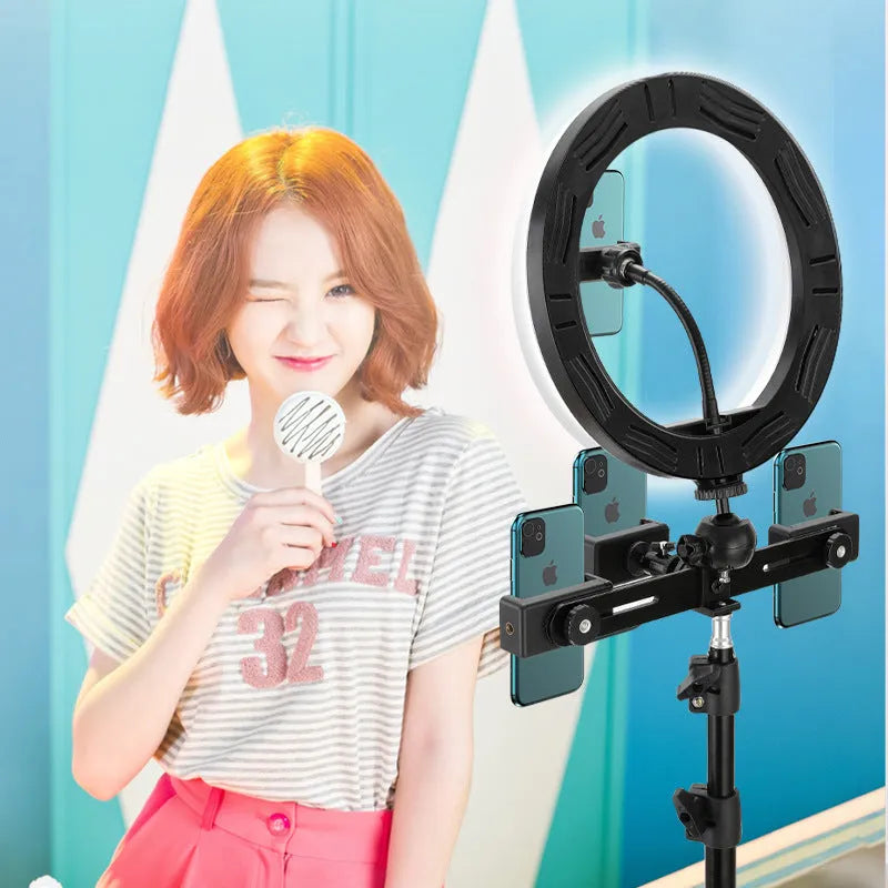 10-inch smartphone ring light with metal bracket for selfies and mobile video