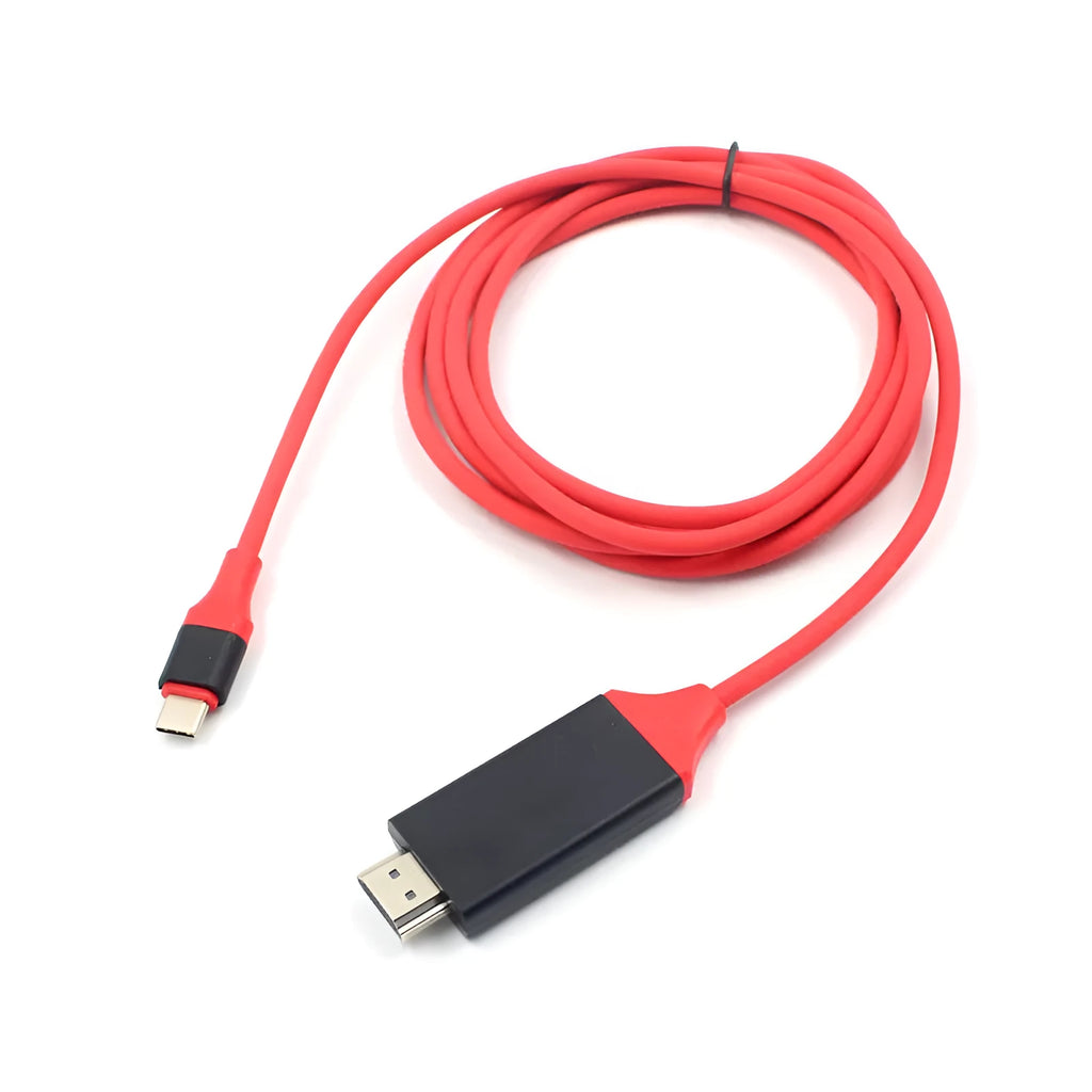 USB C to HDMI conversion cable, 2m, 4K 2K 30Hz, ABS PVC, black red white