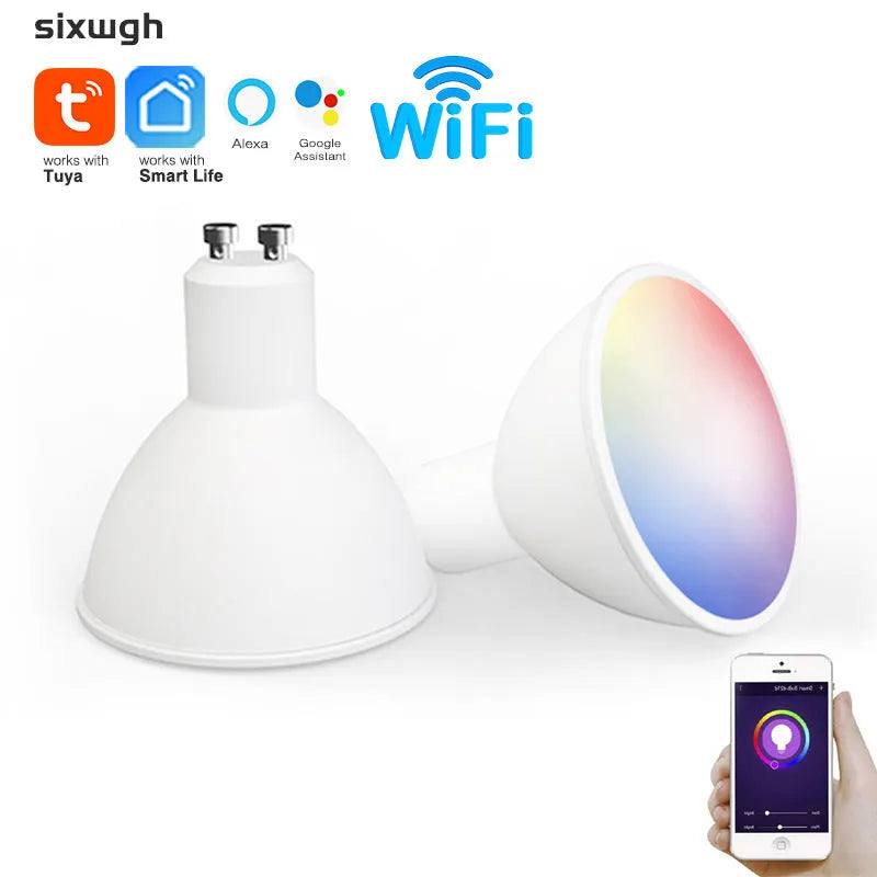 Smart RGBCCT 5W GU10 spotlight with wifi and voice control in 50x55mm compact size