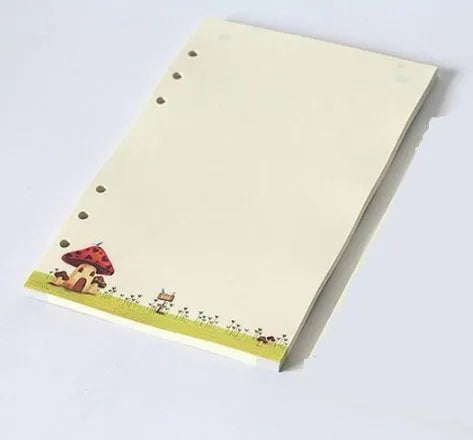 Colored A5 binder filler paper sheets in different styles including lined, grid, and weekly plan