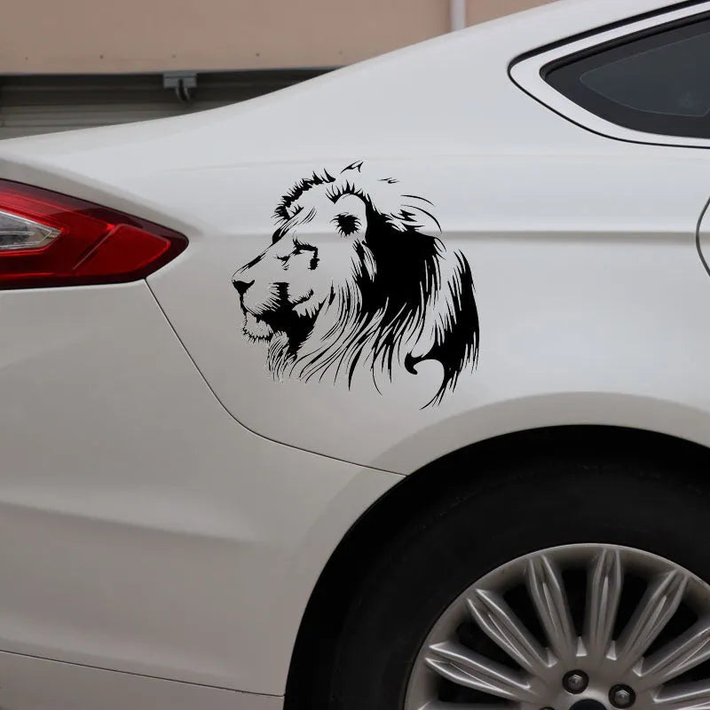 Personalised meditation lion car sticker in reflective material, 20 x 19.5 cm, available in black or white