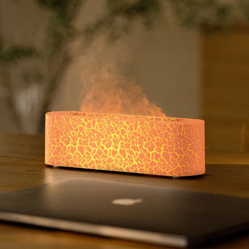 Square desktop humidifier diffuser with lava flame colour changing lights in black or white
