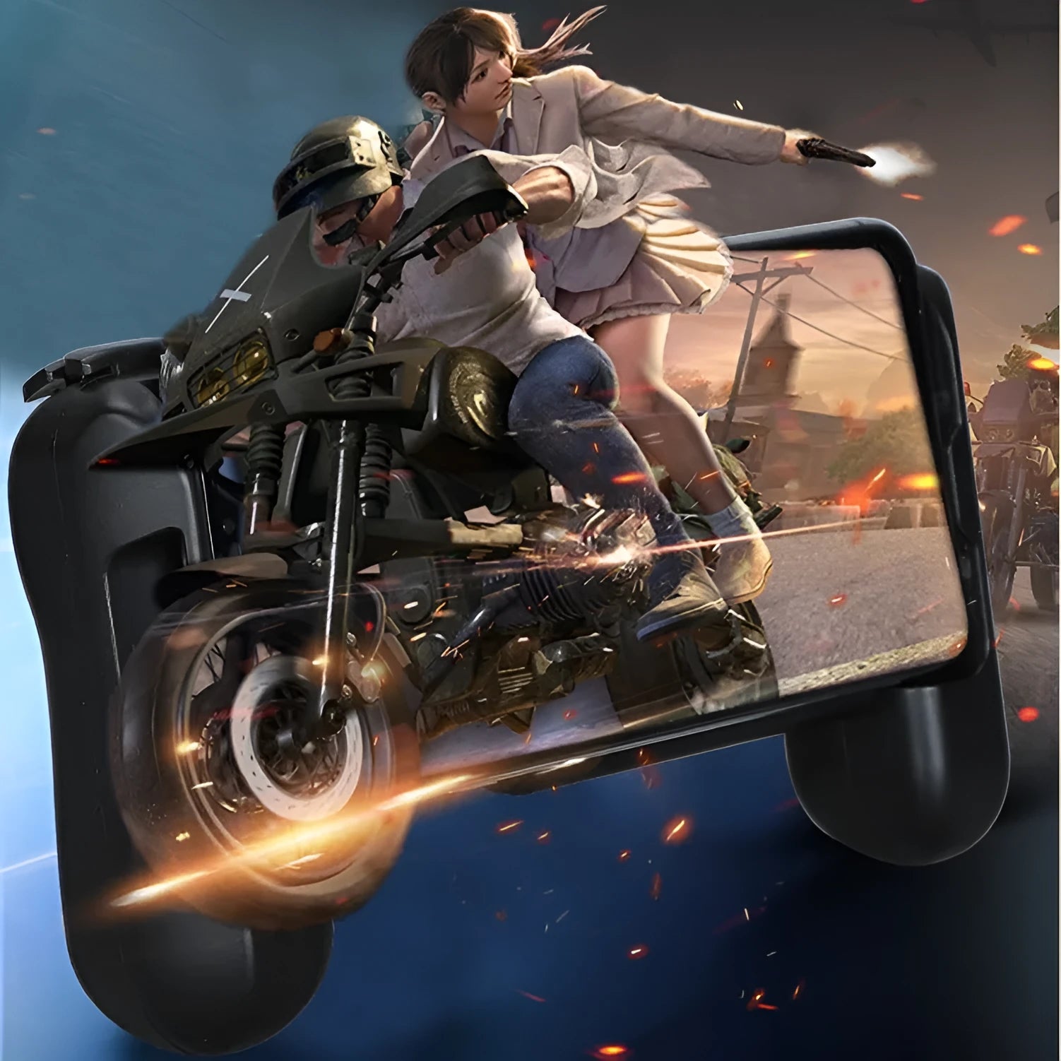 Black Bluetooth mobile game controller compatible with Apple iPhone for iOS gaming