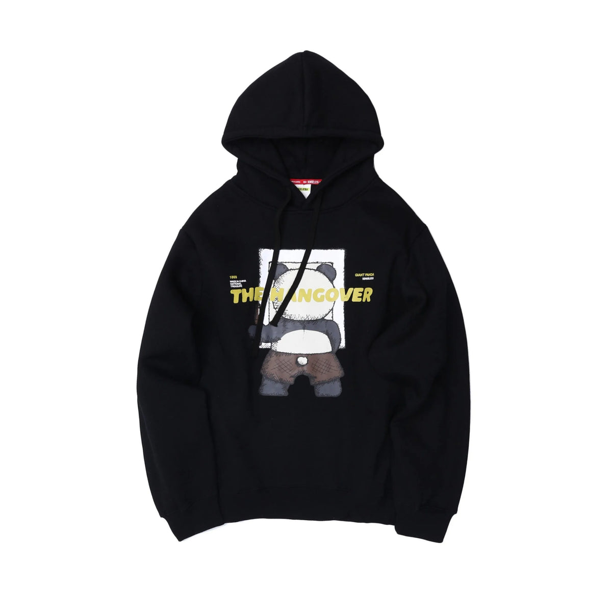 Men's black modal hoodie with round neck, plain pattern and straight fit, available in sizes S to 3XL