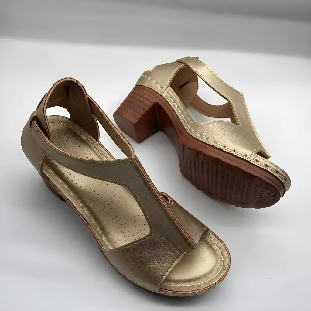 Plus size women's wedge sandals with peep toe open design and Roman style buckle in multiple colour options