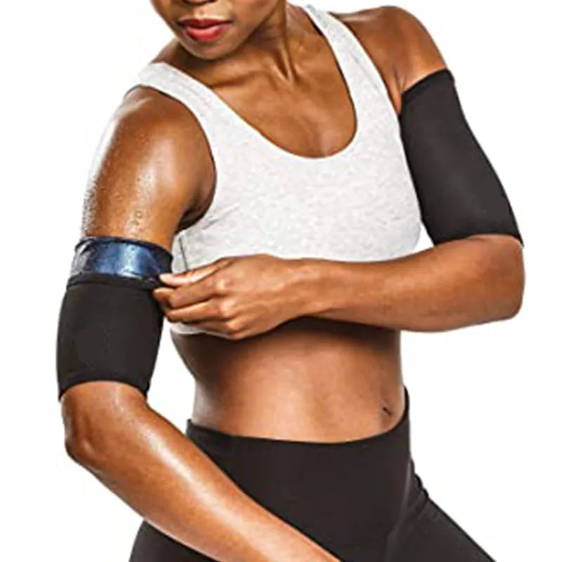 Adjustable sports arm band sweatband in black red and blue colours for yoga and fitness training with multiple size options