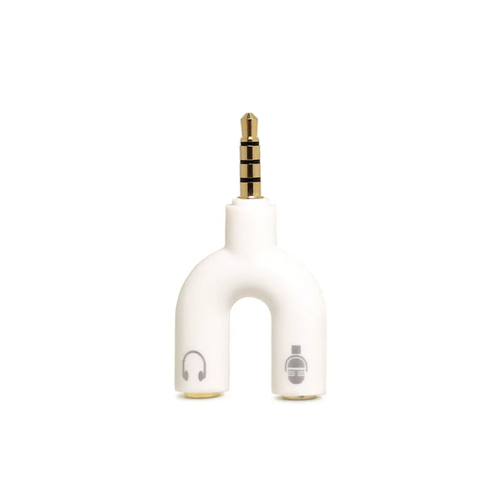 3.5mm audio splitter adapter in six colour options with gold-plated connectors