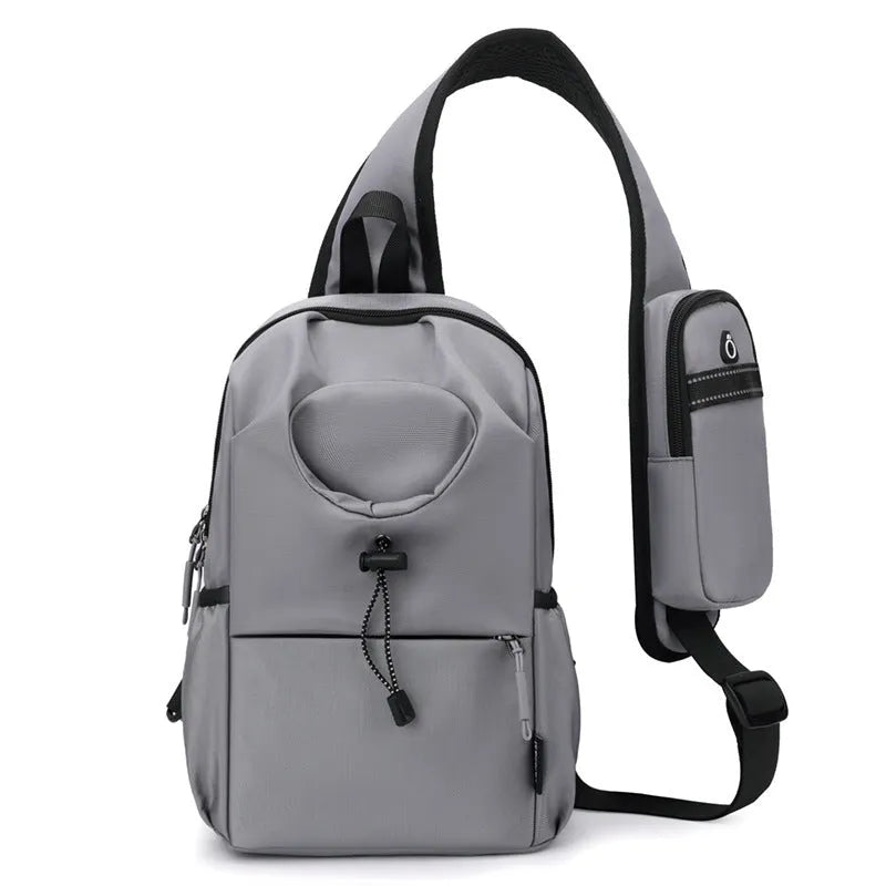 Oxford cloth waterproof shoulder chest bag for men in dark gray, green, black, blue, or light gray.