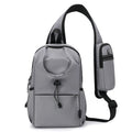 Oxford cloth waterproof shoulder chest bag for men in dark gray, green, black, blue, or light gray.