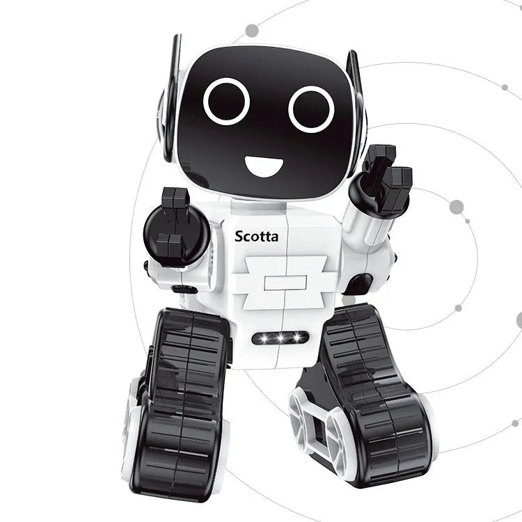Remote intelligent robot toy with music and flash functions in white plastic, 26x16x14.5cm