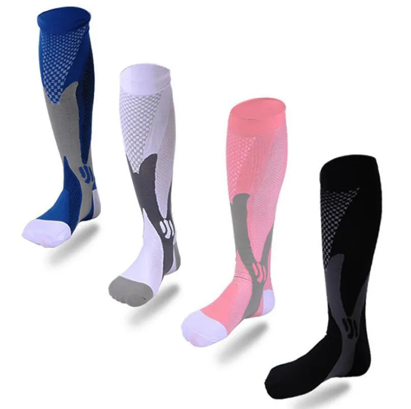 Graduated compression socks for men and women in athletic fit design for running and travel