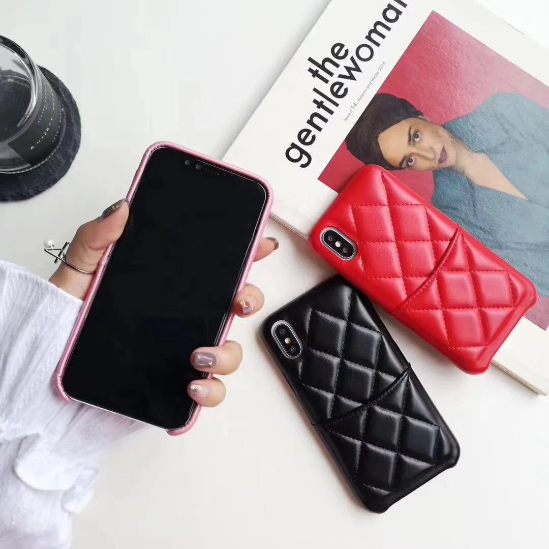 Leather iPhone case shown in black, compatible with iPhone XS Max and other models.
