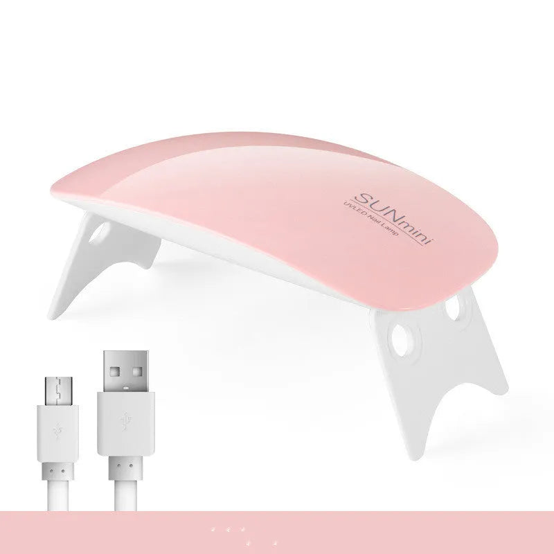 Mouse mini LED phototherapy machine for nails, 9W, 6 dual light source lamp beads, pink or white, 127mm x 68mm x 55mm