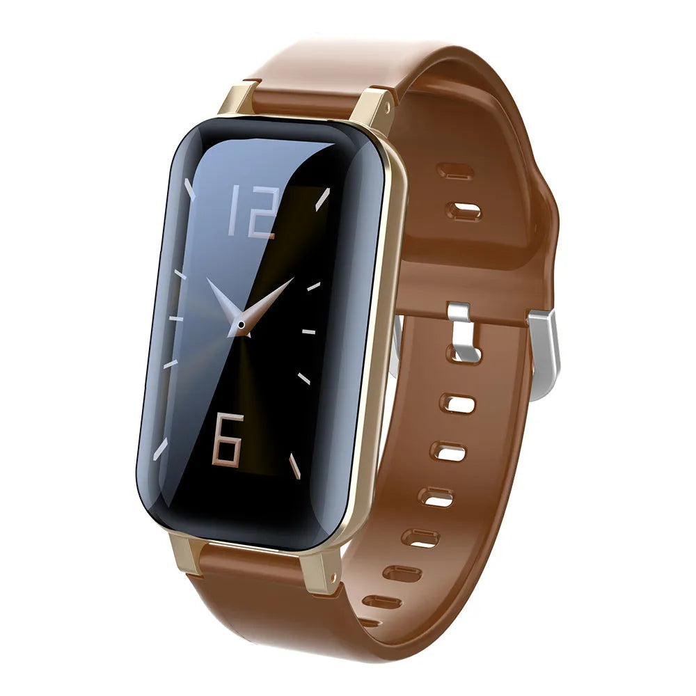 Call Bracelet smart Bracelet in black, blue, and coffee colours showing heart rate monitoring function