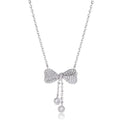 S925 sterling silver bow clavicle chain necklace with adjustable 40cm-45cm O-ring chain and electroplated finish