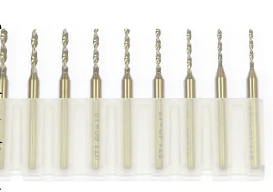 Set of imported tungsten steel micro-engraving bits for precision industrial machining on circuit boards and metal.