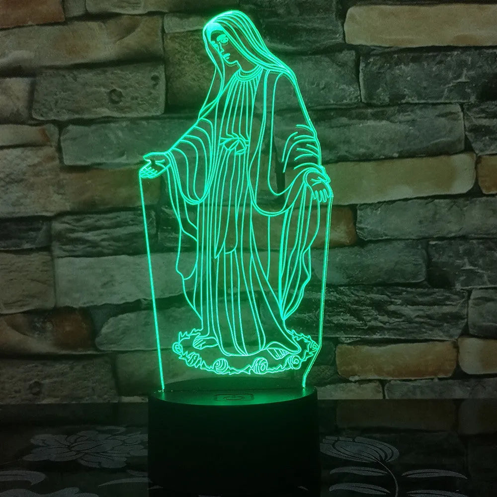 3D LED night light with colour changing modes showing dual-ring pattern on acrylic panel