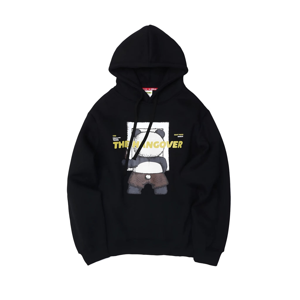 Men's black modal hoodie with round neck, plain pattern and straight fit, available in sizes S to 3XL